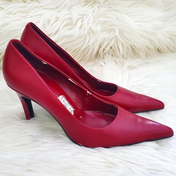Jones Wear Burgundy Classic Medium Heeled Pumps SZ 7.5 - Picture 1 of 11